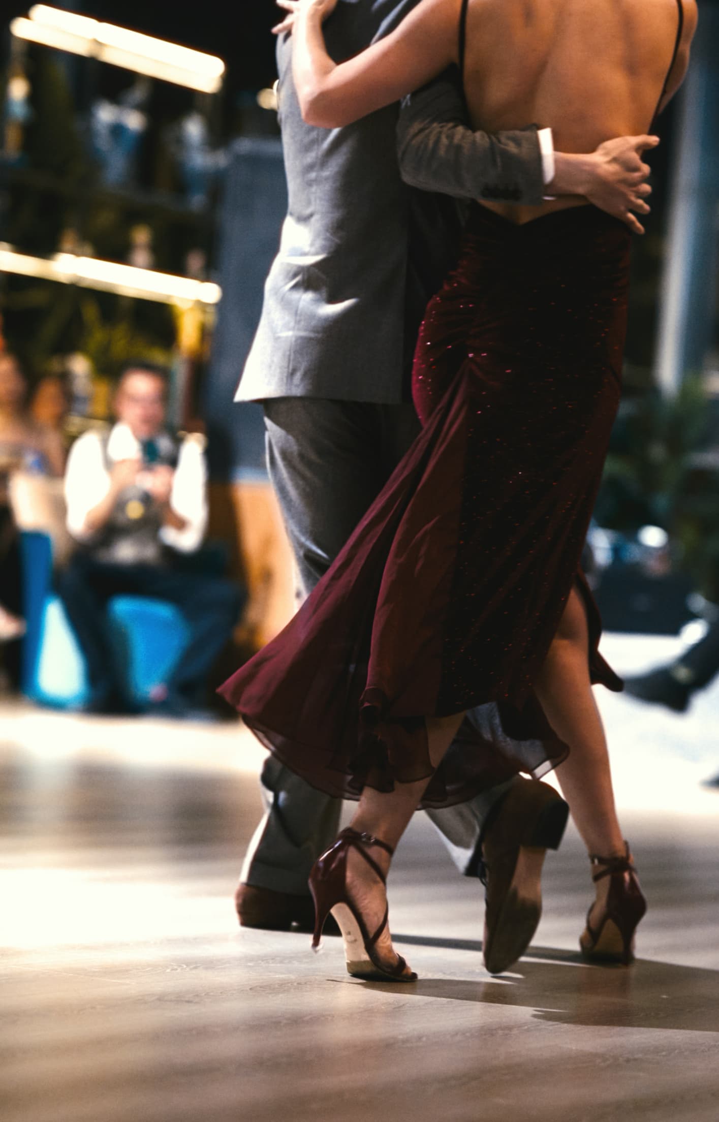 A couple dancing doing an underarm turn